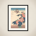 Swallows and Kingfisher with Rose Mallows framed