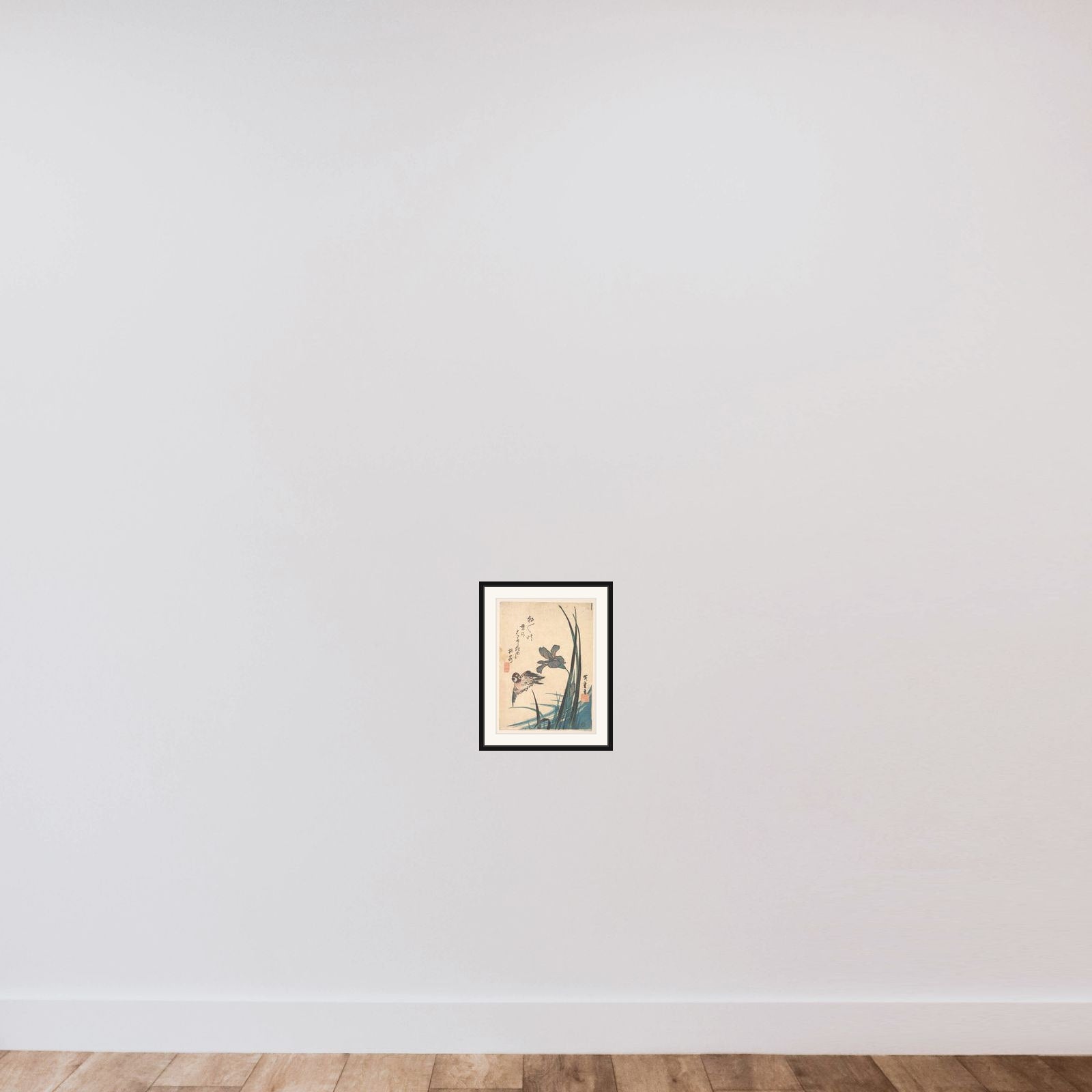 Iris and Sparrow framed — shown to scale