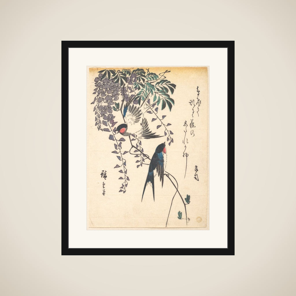 Swallow and Wisteria framed