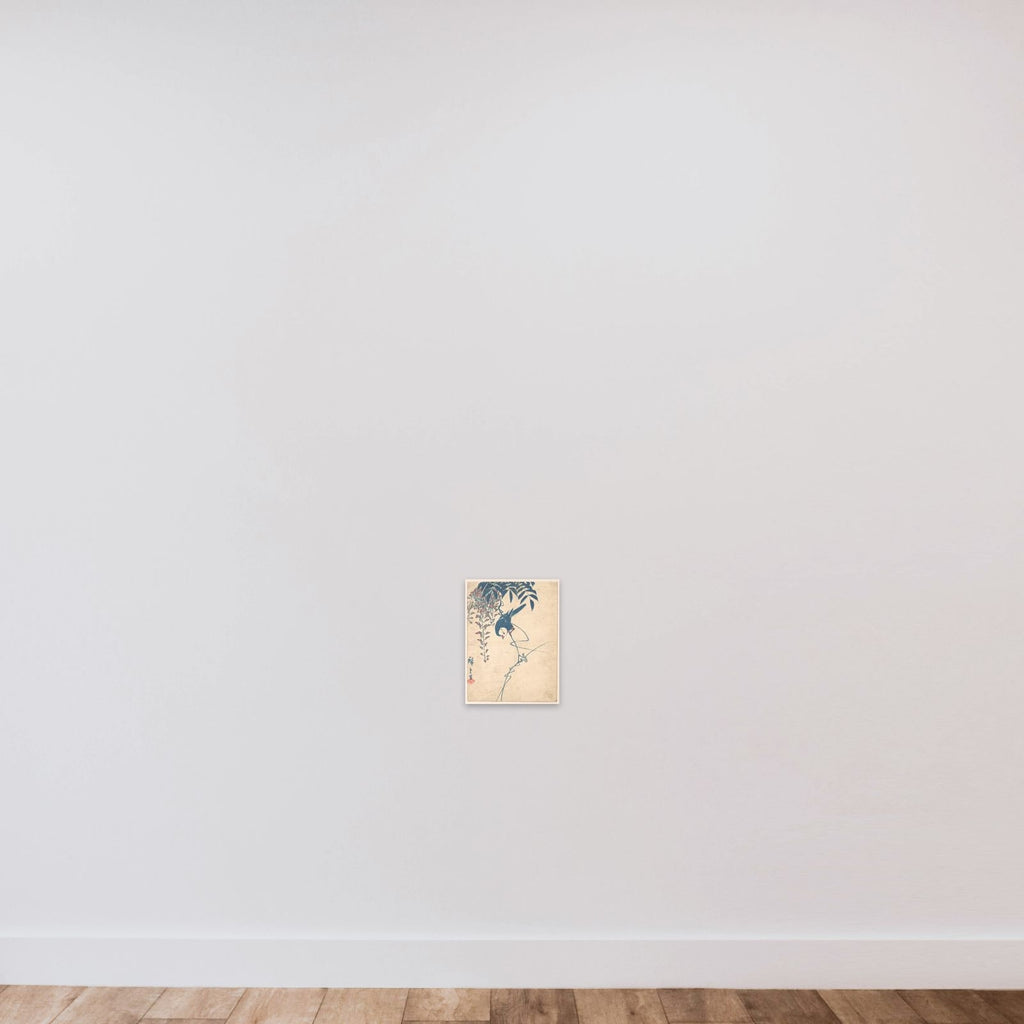 Wisteria and White-headed Bird unframed — shown to scale
