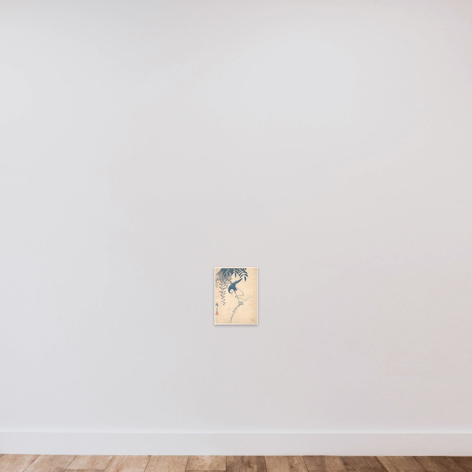 Wisteria and White-headed Bird unframed — shown to scale