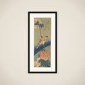 Black-naped Oriole Perched on a Stem of Rose Mallow framed