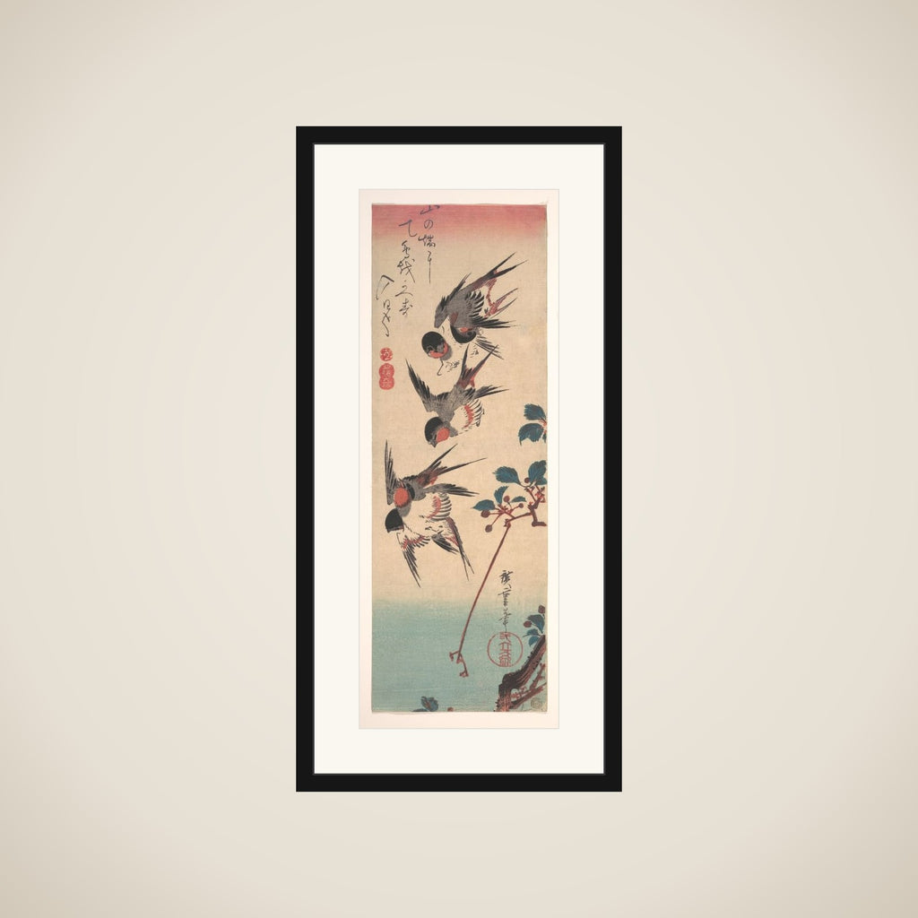 Swallows and Wild Cherry framed