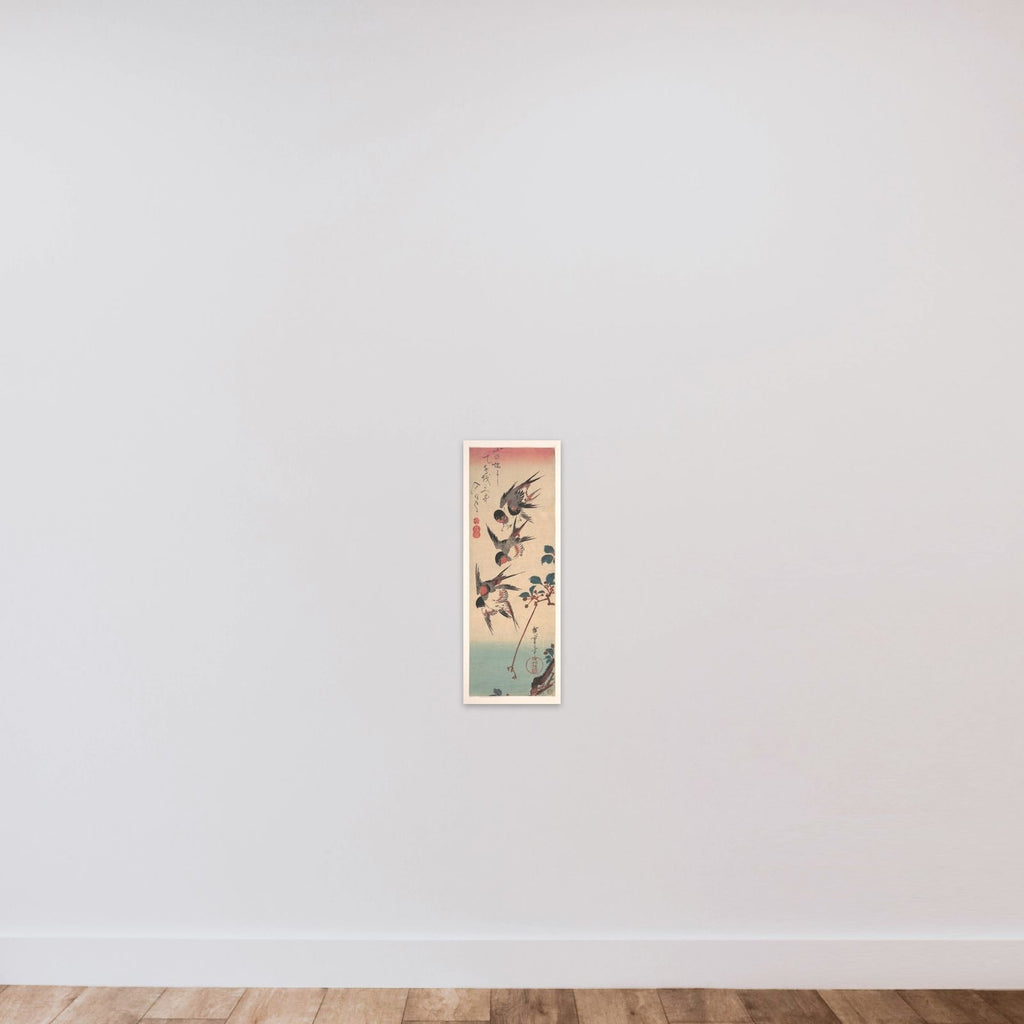 Swallows and Wild Cherry unframed — shown to scale