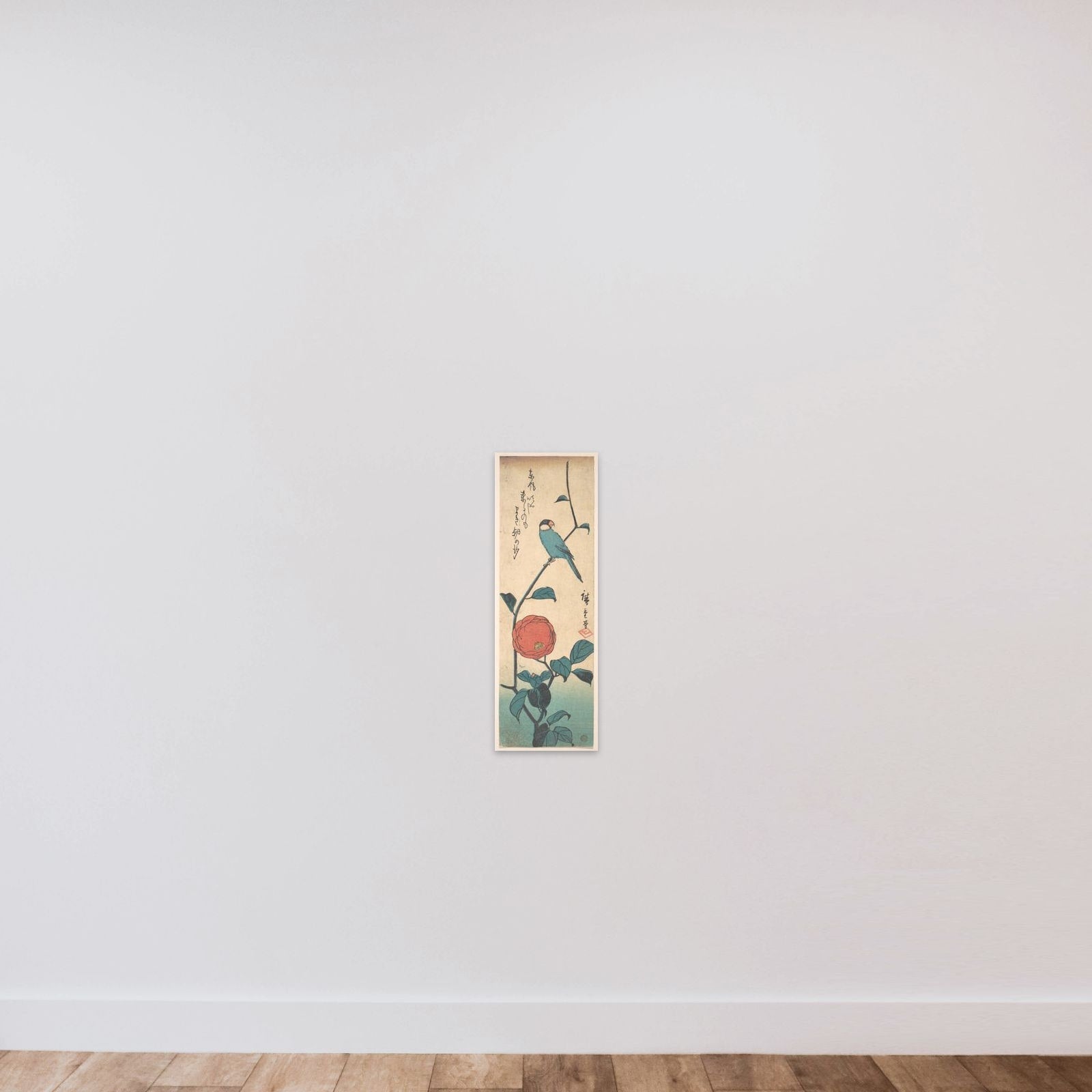 Camellia and Finch unframed — shown to scale