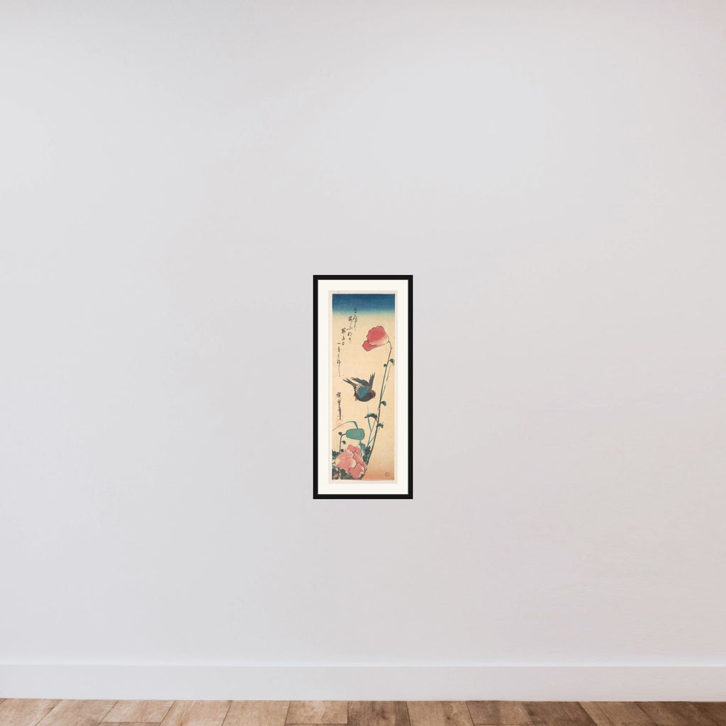 Poppy and Sparrow framed — shown to scale