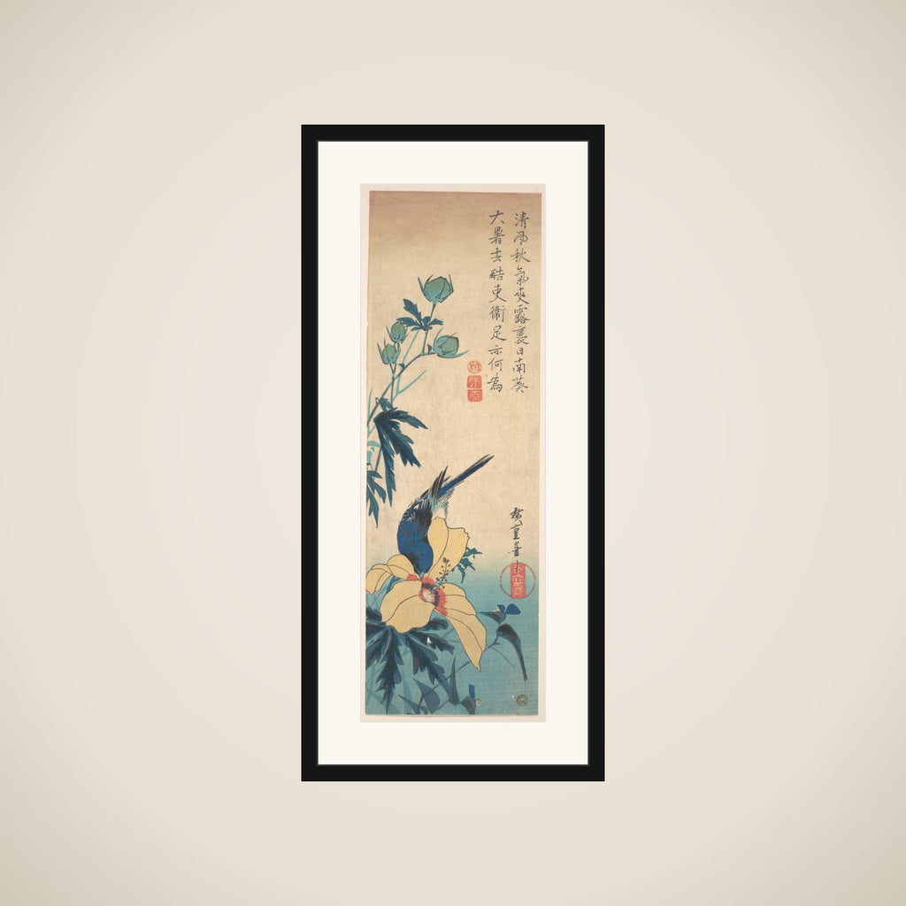 Hibiscus and Bluebird framed