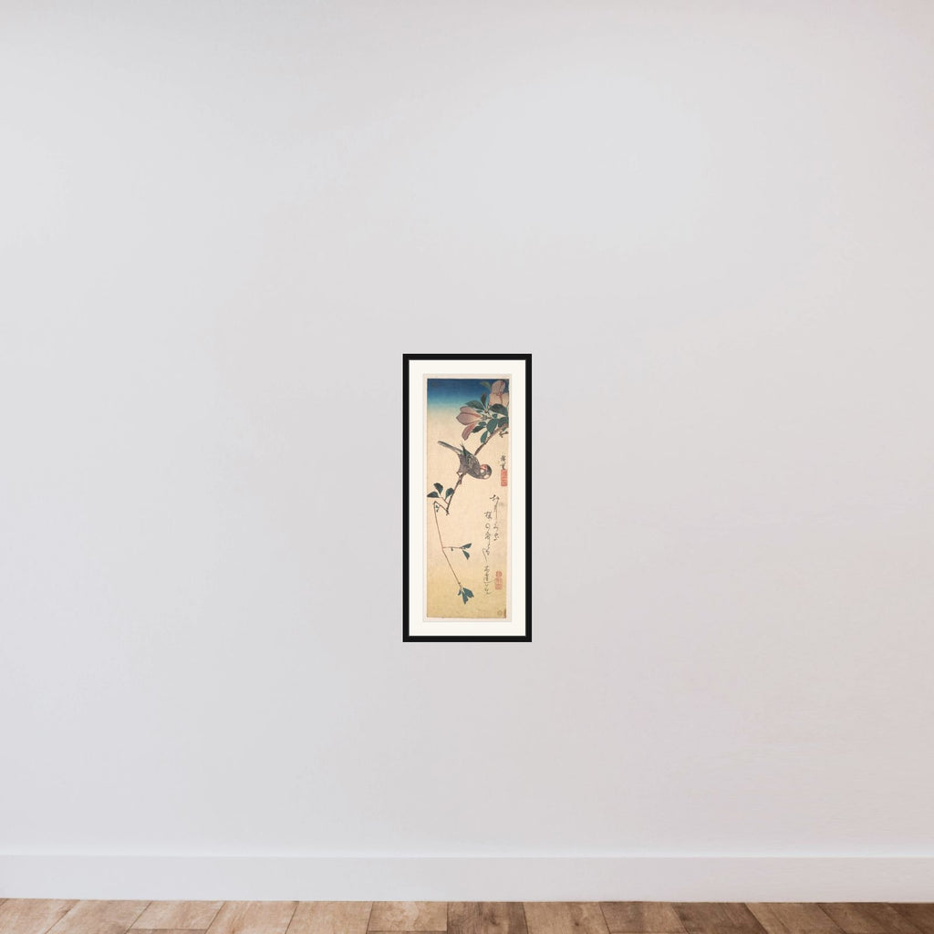 Purple Magnolia and Hornbill framed — shown to scale