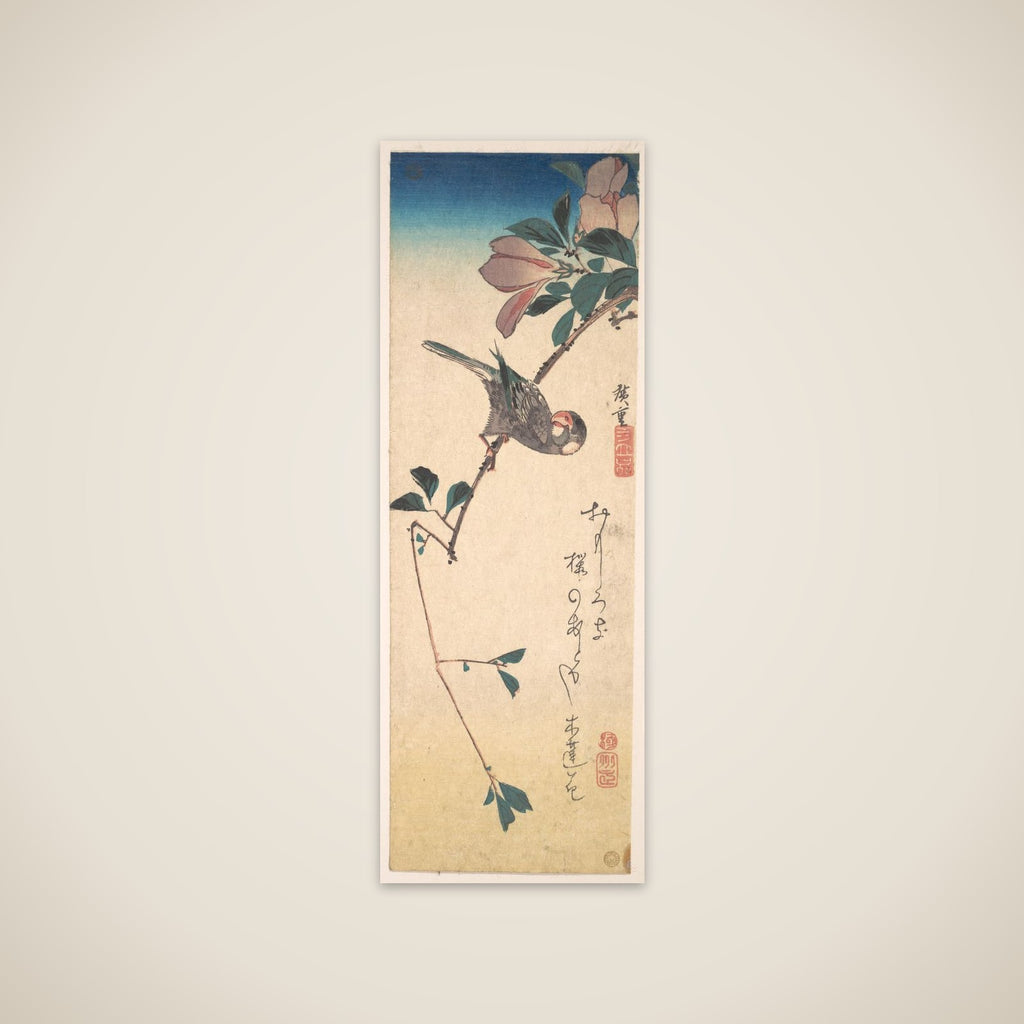 Purple Magnolia and Hornbill unframed print