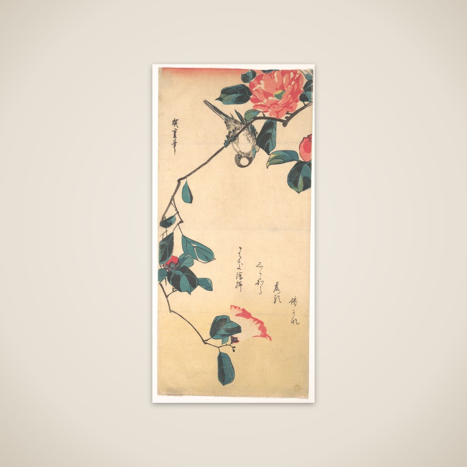 Camellia and Bullfinch unframed print