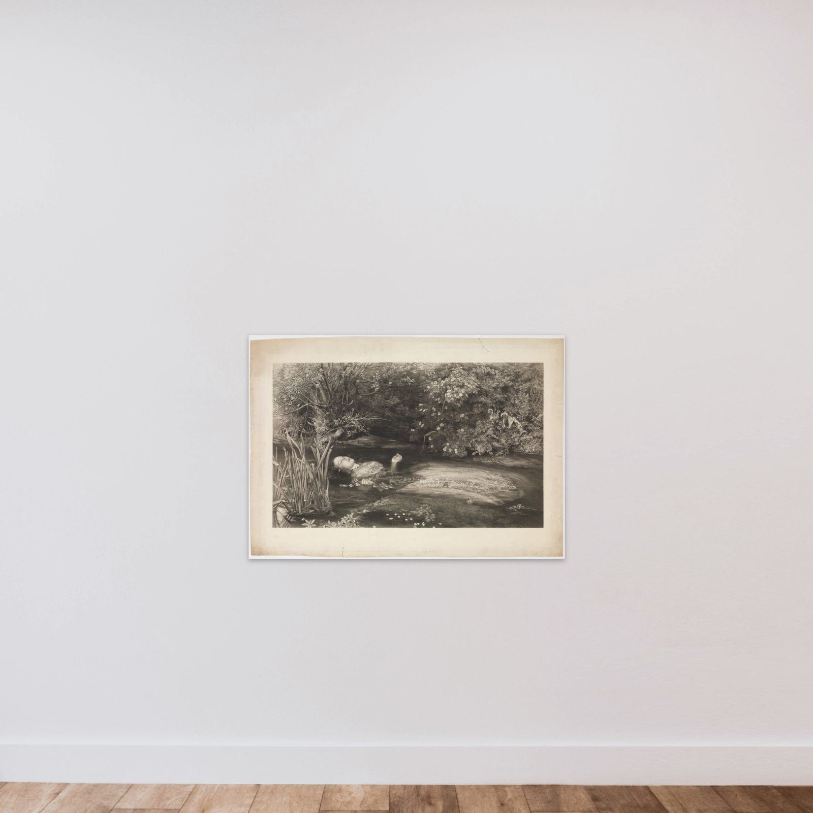 Ophelia (Shakespeare, Hamlet, Act 4, Scene 7) unframed — shown to scale