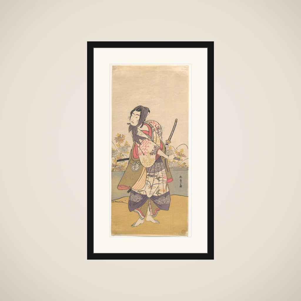 The Third Segawa Kikunojō in the Role of Soga no Gorō Tokimune framed