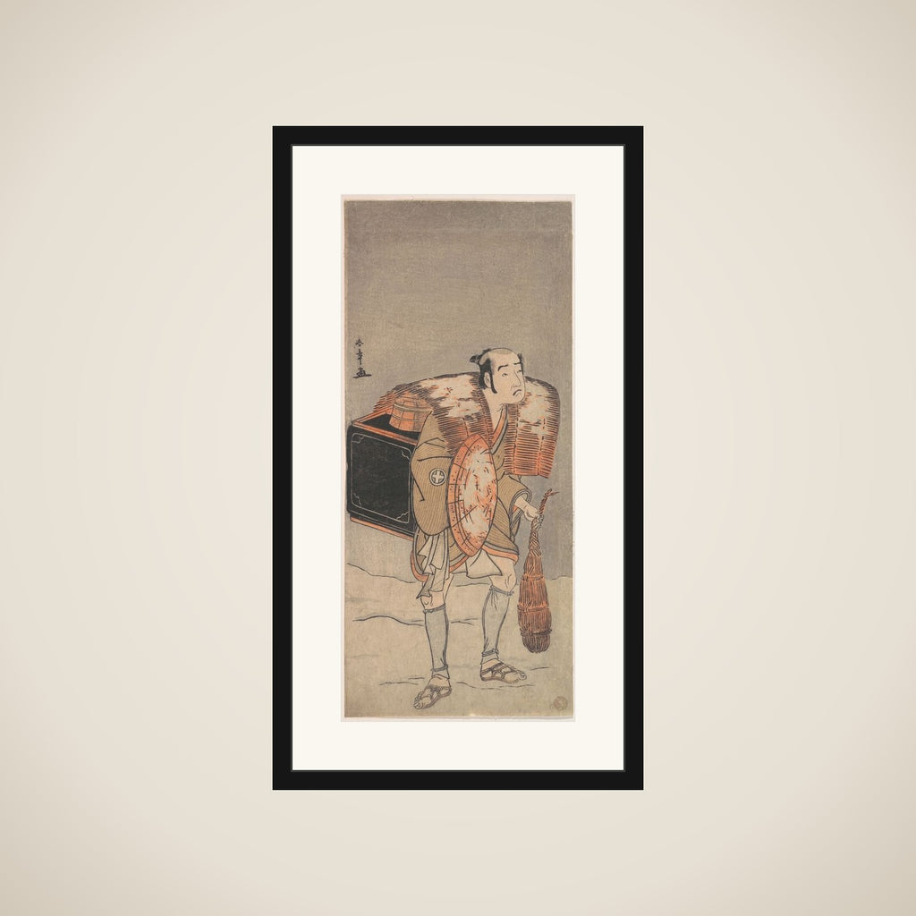 Otani Tomoemon (?) as a Peddler Trudging Through the Snow framed