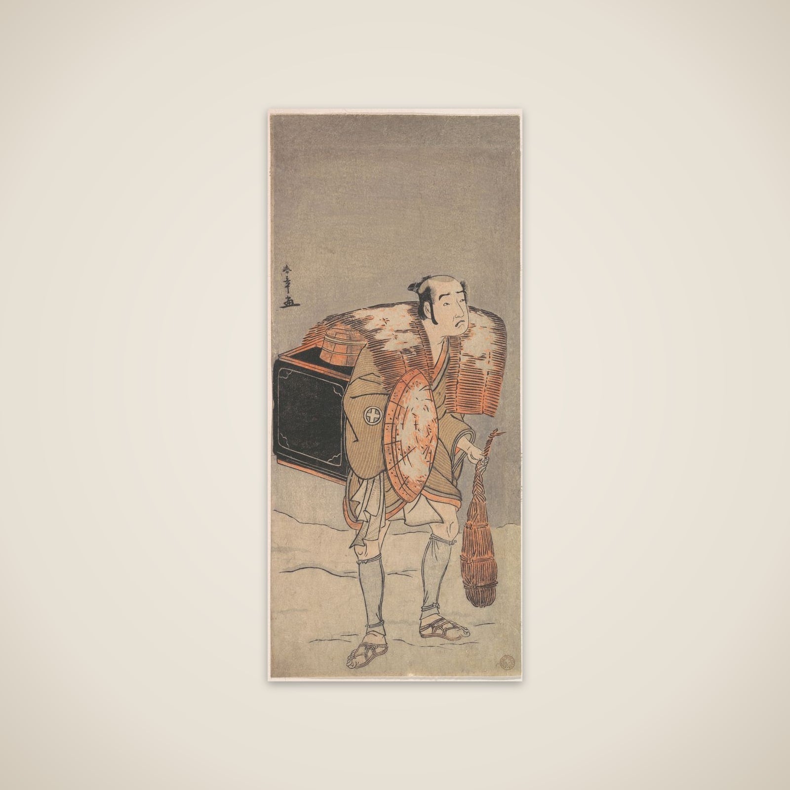 Otani Tomoemon (?) as a Peddler Trudging Through the Snow unframed print