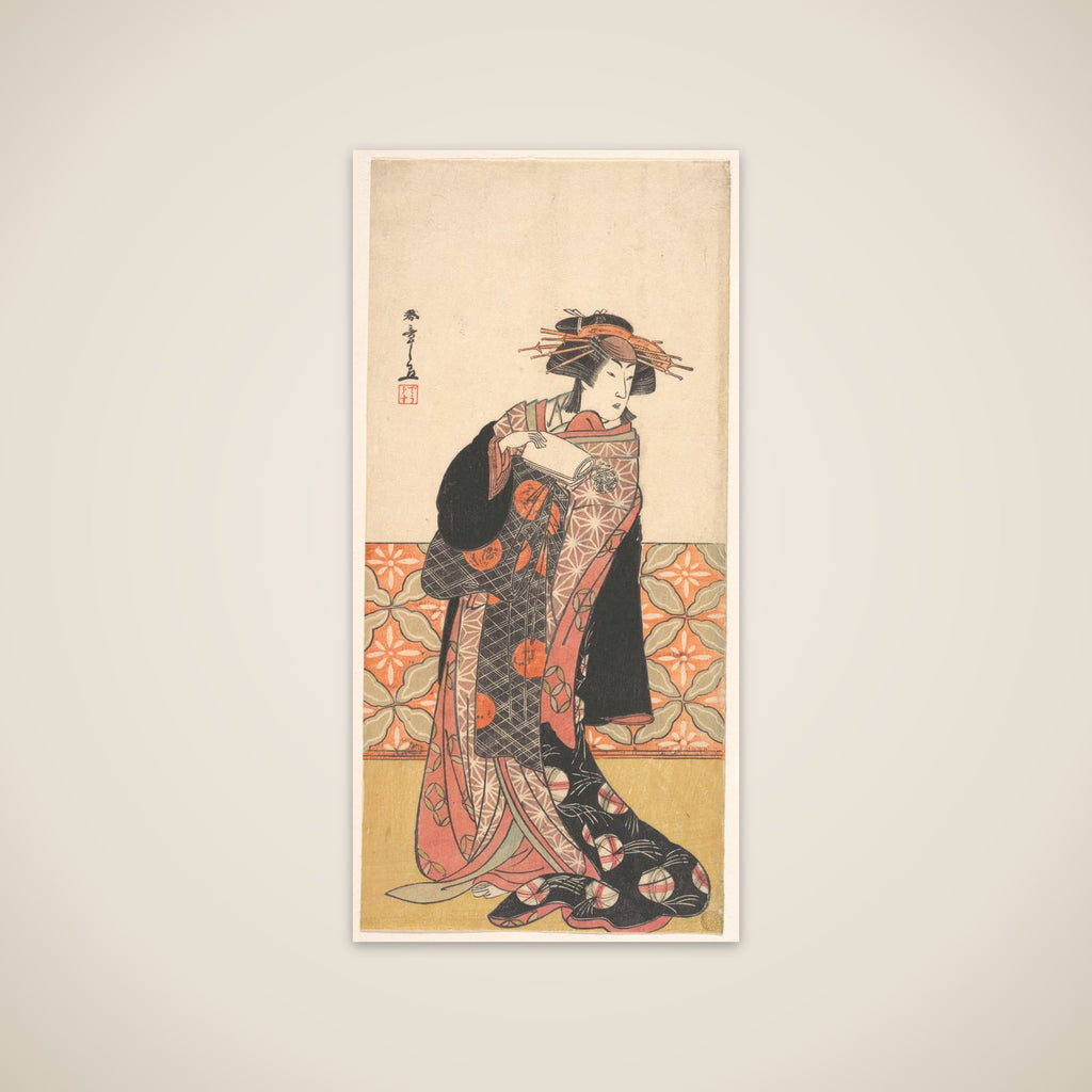 Nakamura Riko as Richly Clad Courtesan Standing in a Room unframed print
