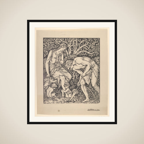 Adam and Eve (Labour: Whan Adam Delved and Eve Span, Who Was Then the Gentleman?) framed