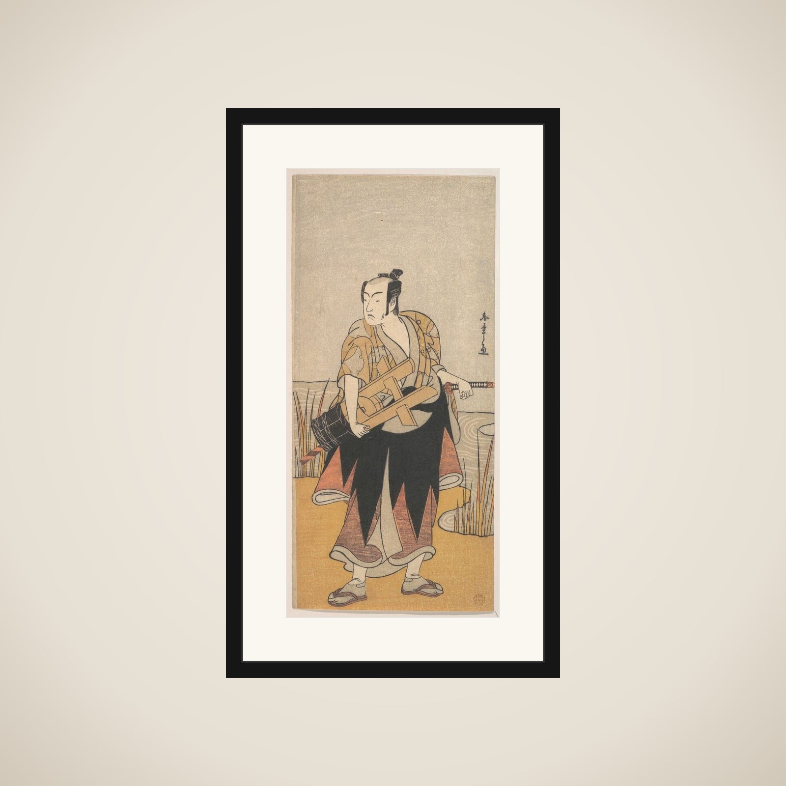 The Fourth Matsumoto Koshiro as a Man Standing on the Bank of a River framed