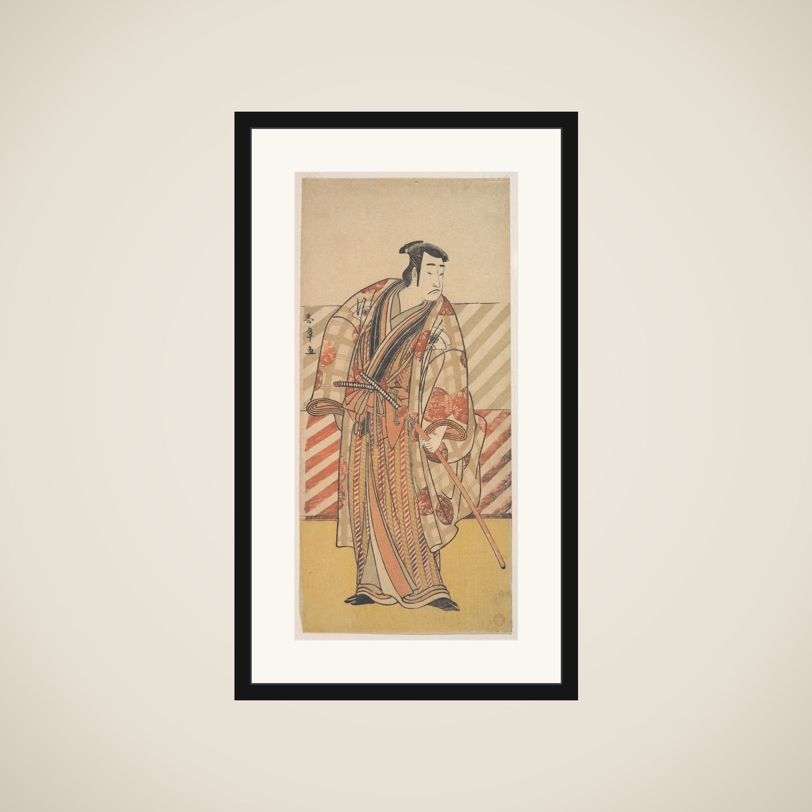 Onoe Matsusuke as a Samurai of the Fujiwara Clan framed