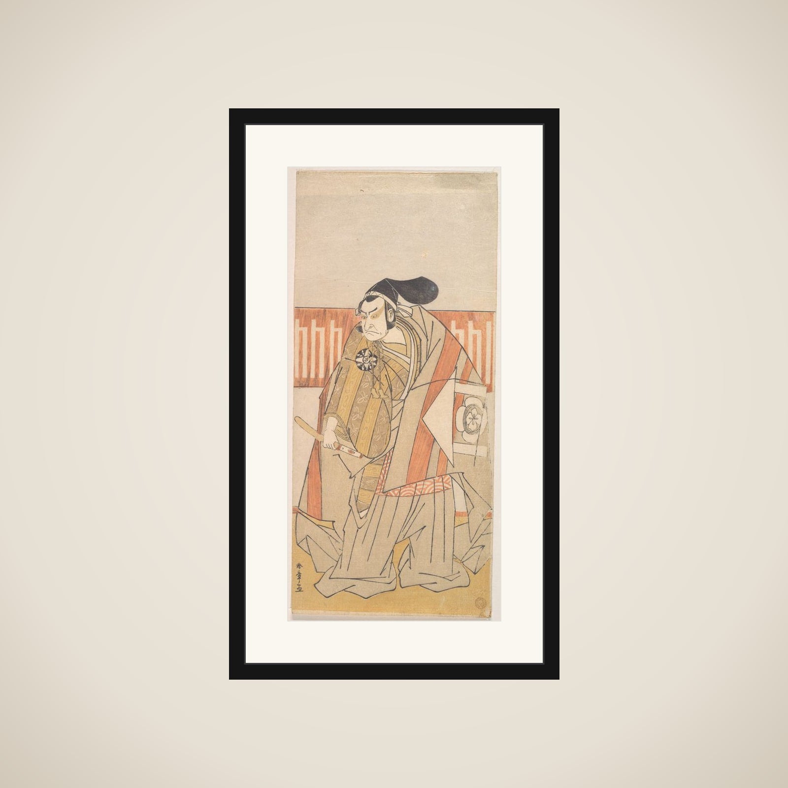 The First Nakamura Nakazo in the Role of Kudo Suketsune framed