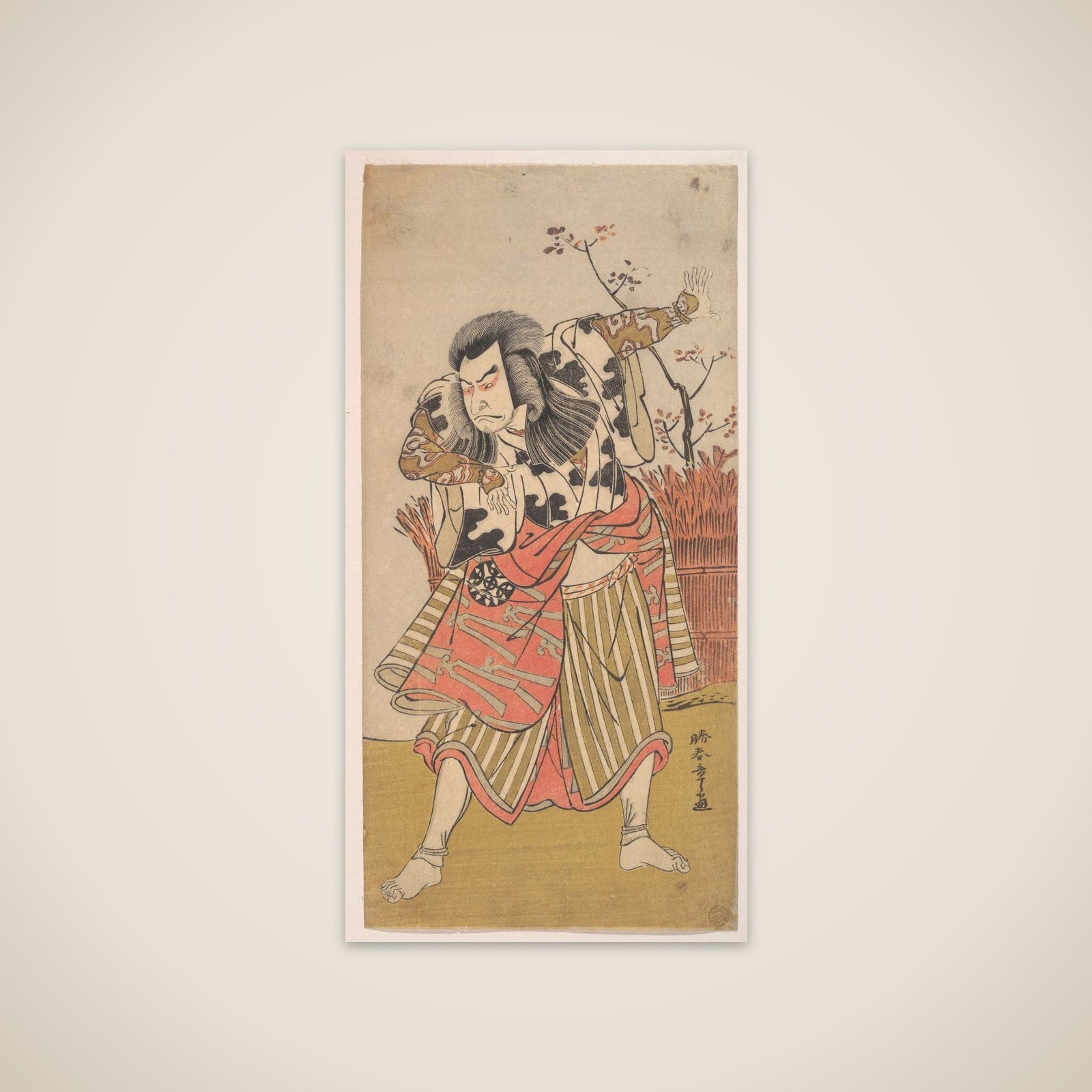 The First Nakamura Nakazo as an Unarmed Man Standing in a Dramatic Pose unframed print