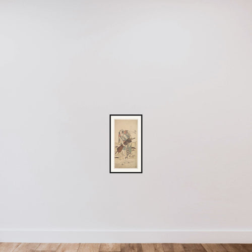 Arashi Sangoro as a Ronin Samurai Standing on the Bank framed — shown to scale