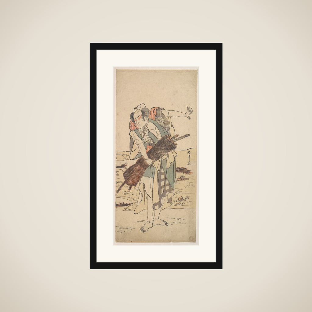 Arashi Sangoro as a Ronin Samurai Standing on the Bank framed