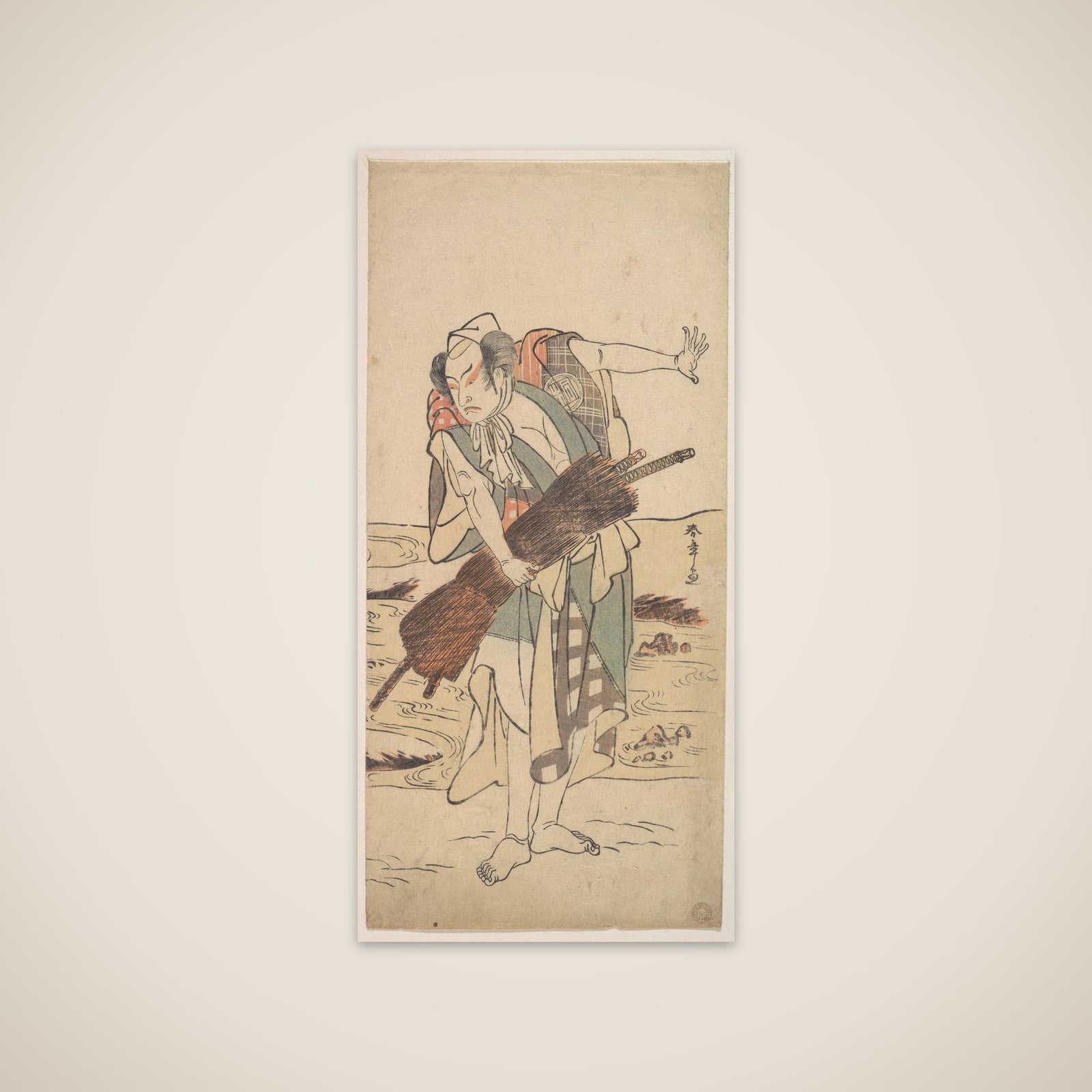 Arashi Sangoro as a Ronin Samurai Standing on the Bank unframed print