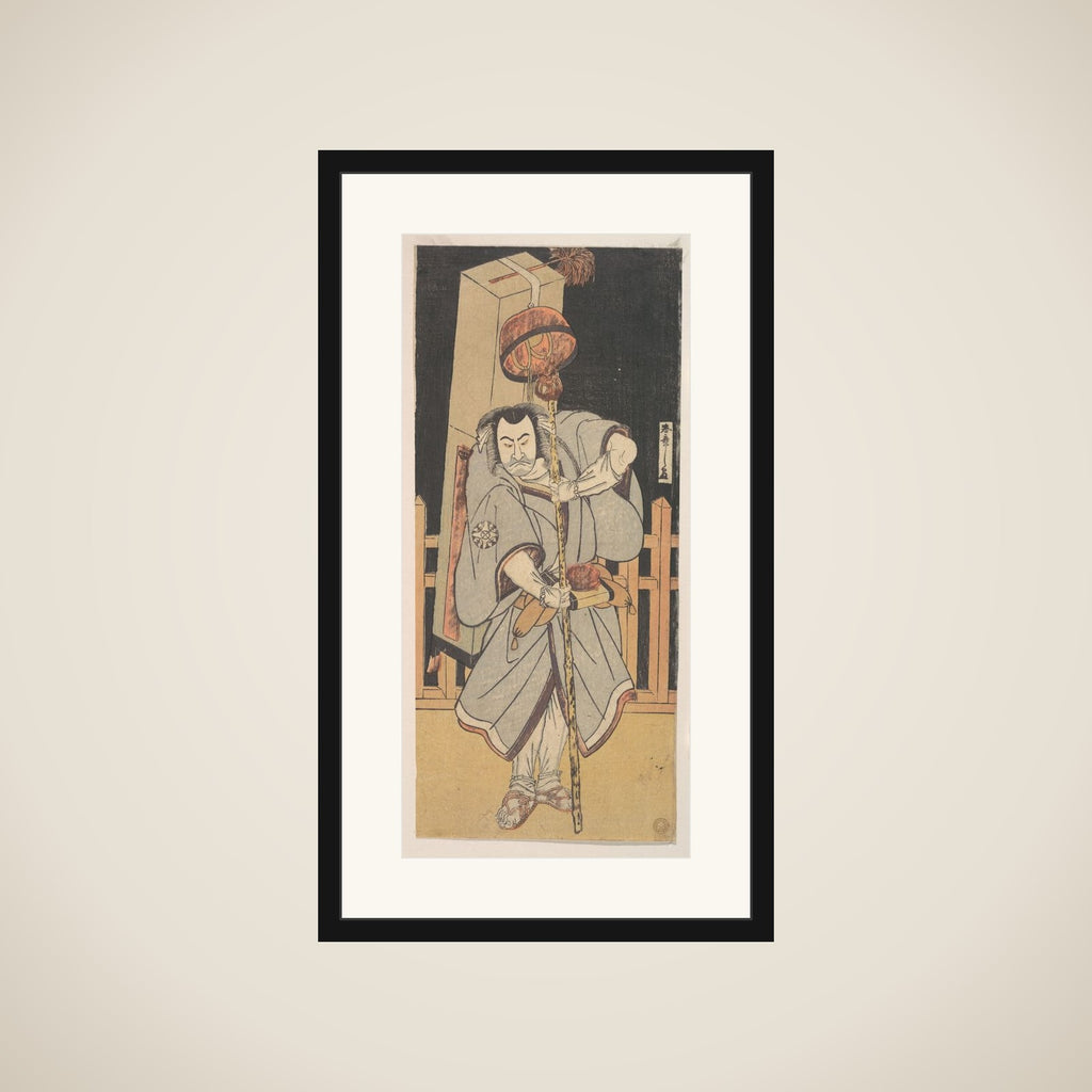The First Nakamura Nakazo as a Rokuju-rokubu Standing at Night framed