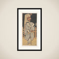 The First Nakamura Nakazo as a Rokuju-rokubu Standing at Night framed