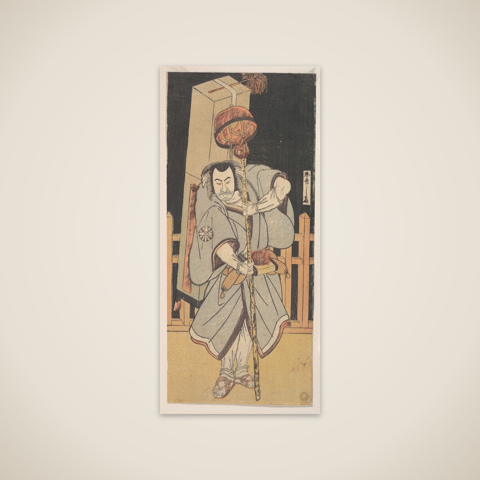 The First Nakamura Nakazo as a Rokuju-rokubu Standing at Night unframed print