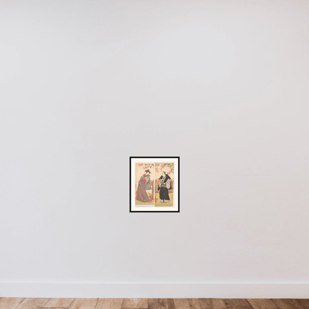 The Second Segawa Tomisaburo as a Tall Courtesan Standing in a Room framed — shown to scale