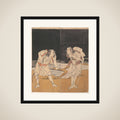 Duel Scene from the Kabuki Drama, "A Soga Pattern Dyed to Order" (Ōatsurae-zome Soga Hinagata) framed
