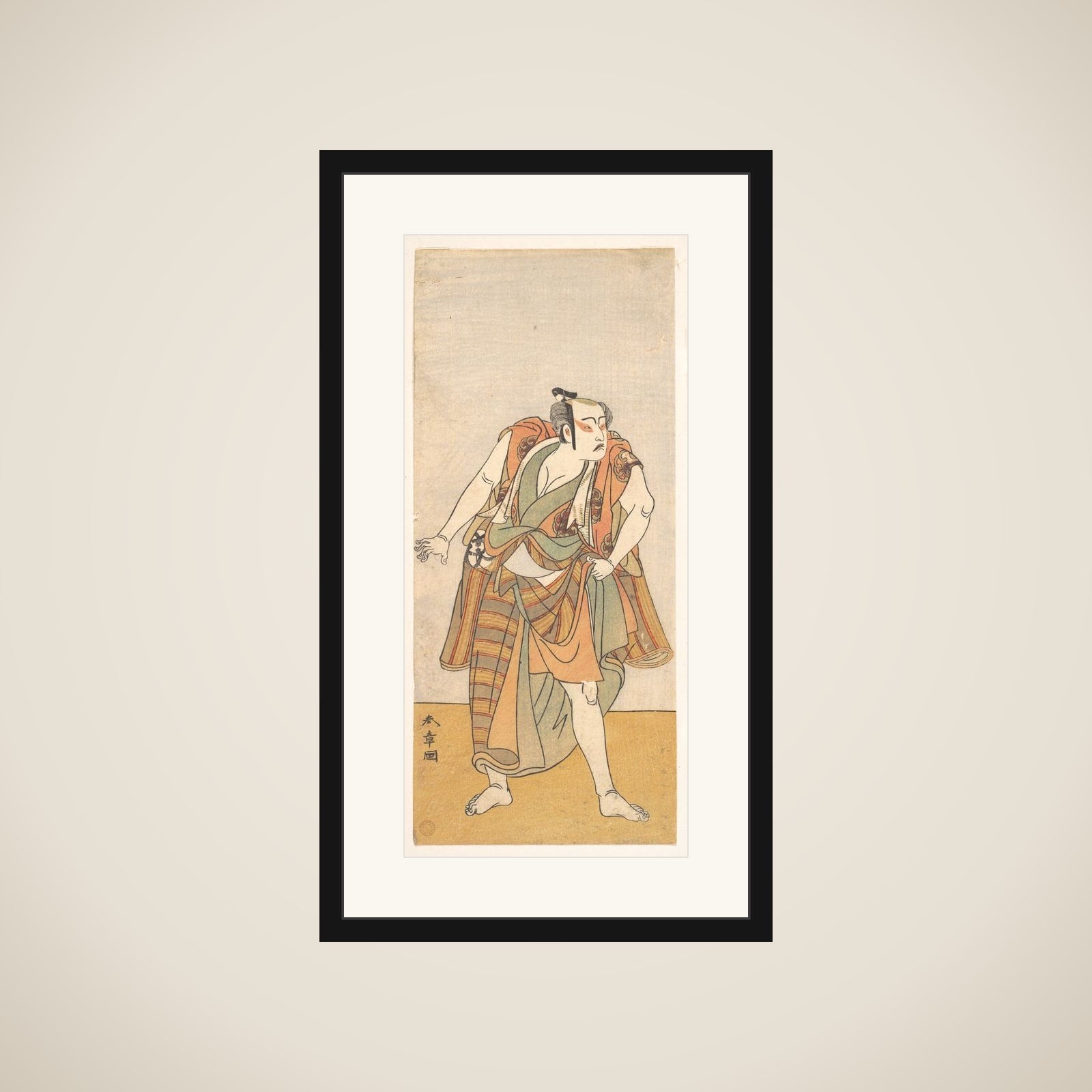 The First Bando Mitsugoro as an Unarmed Man framed