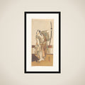 The Third Otani Hiroji as a Samurai of High Rank Standing in a Room framed