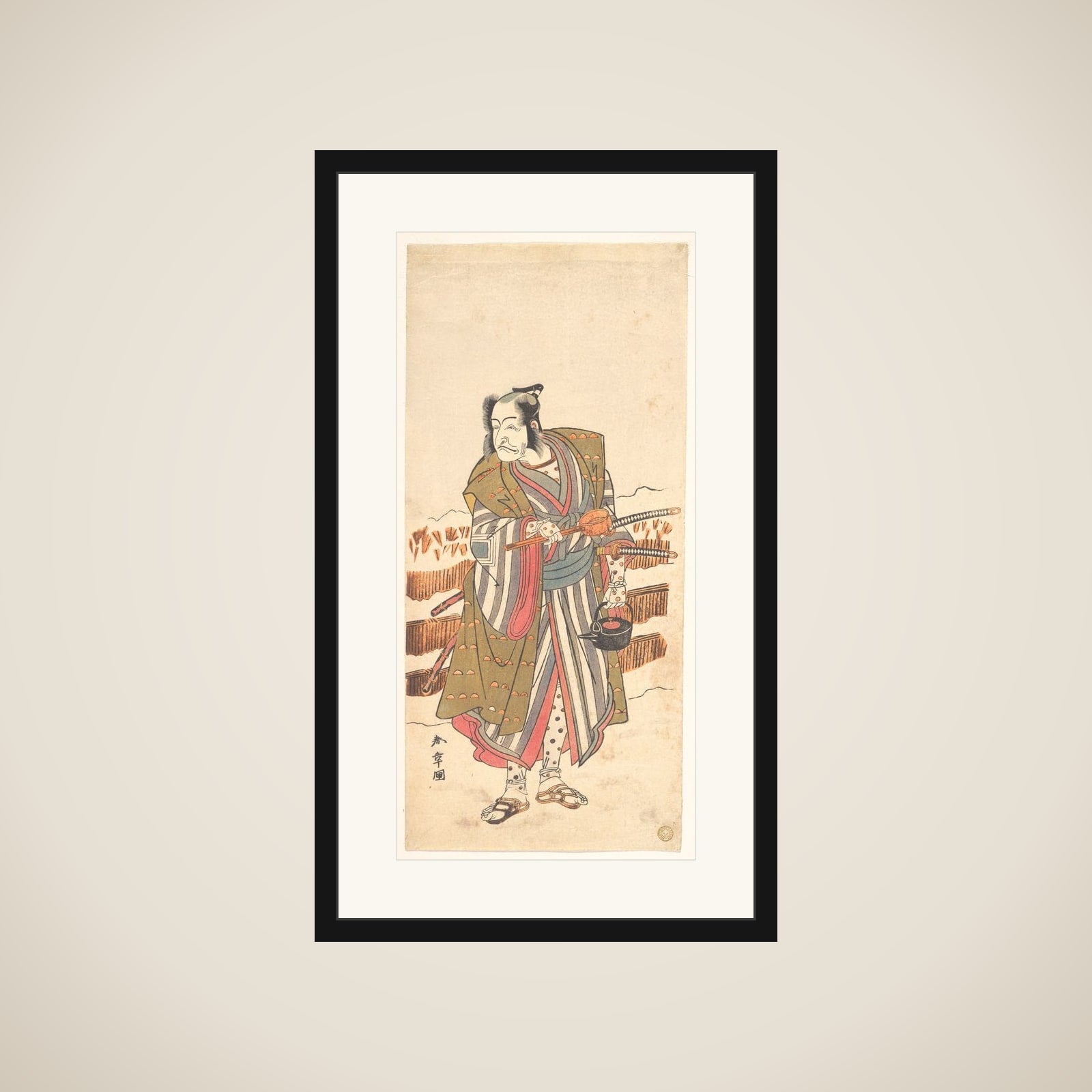 Ichikawa Ebizo (the Fourth Ichikawa Danjuro) as a Samurai framed