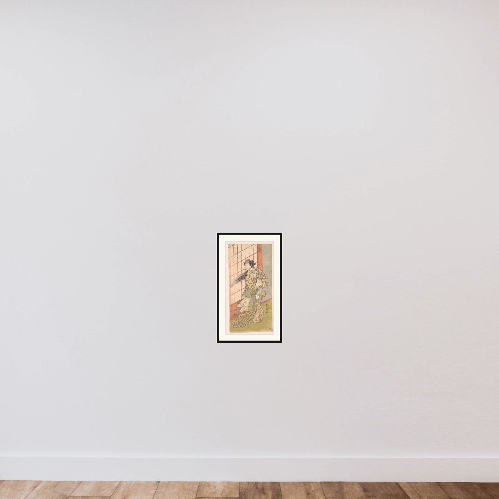 The First Nakamura Tomijuro as an Angry Woman Standing in a Room framed — shown to scale