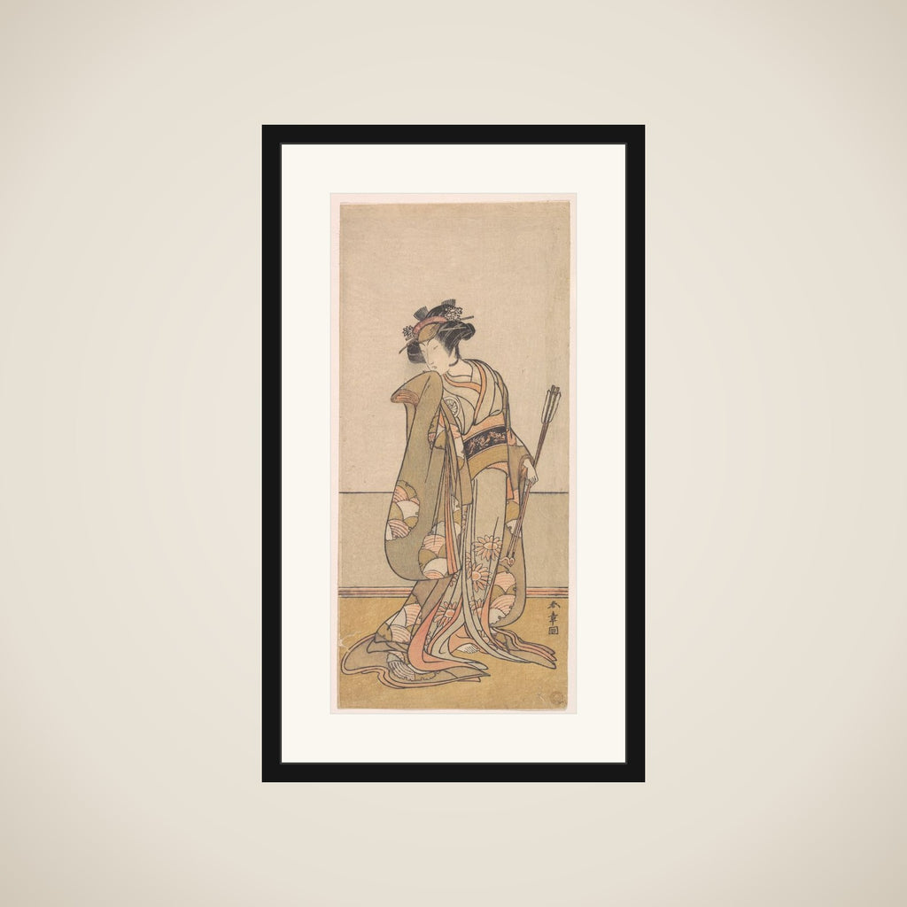 The Third Segawa Kikunojo as a Woman Walking Toward the Right framed