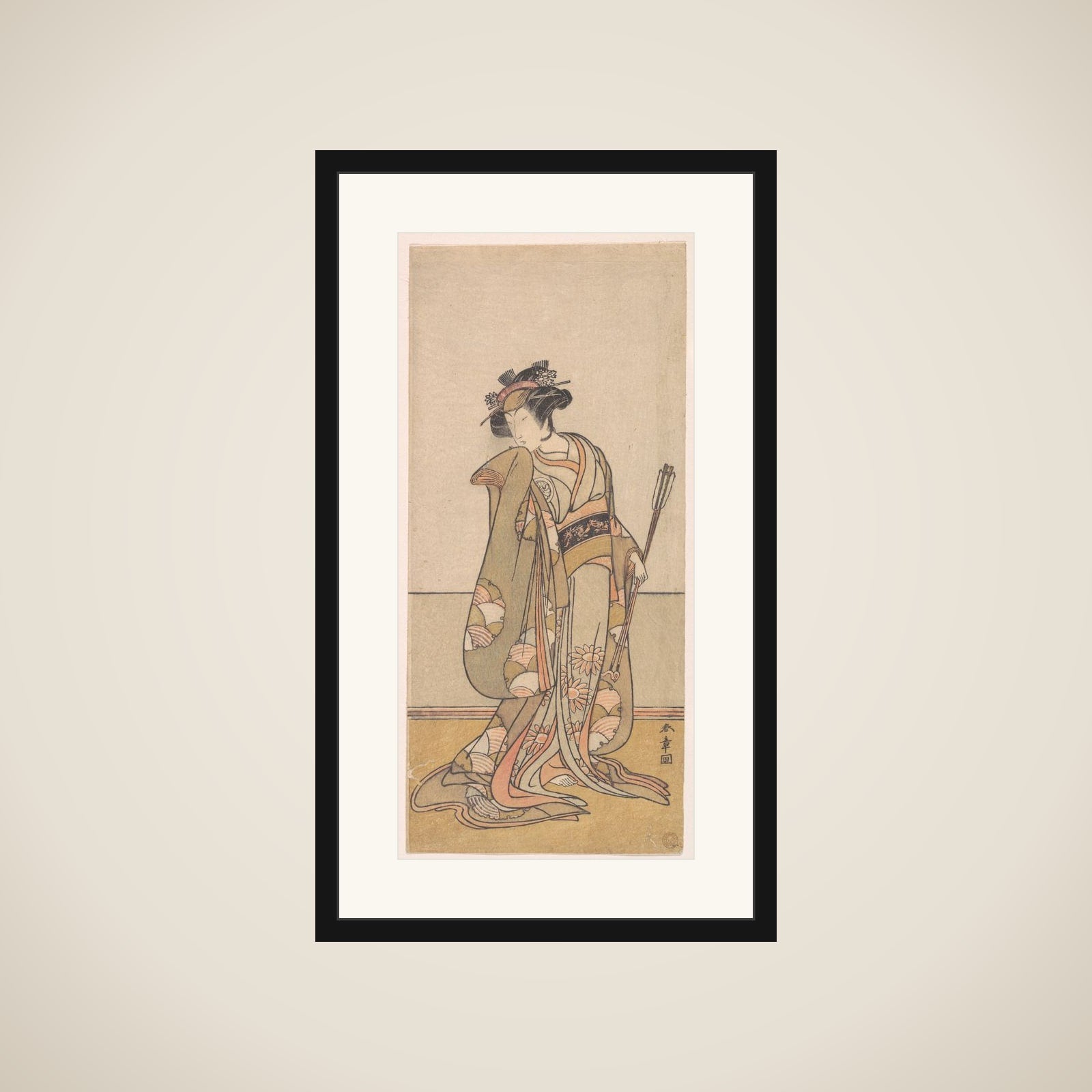 The Third Segawa Kikunojo as a Woman Walking Toward the Right framed
