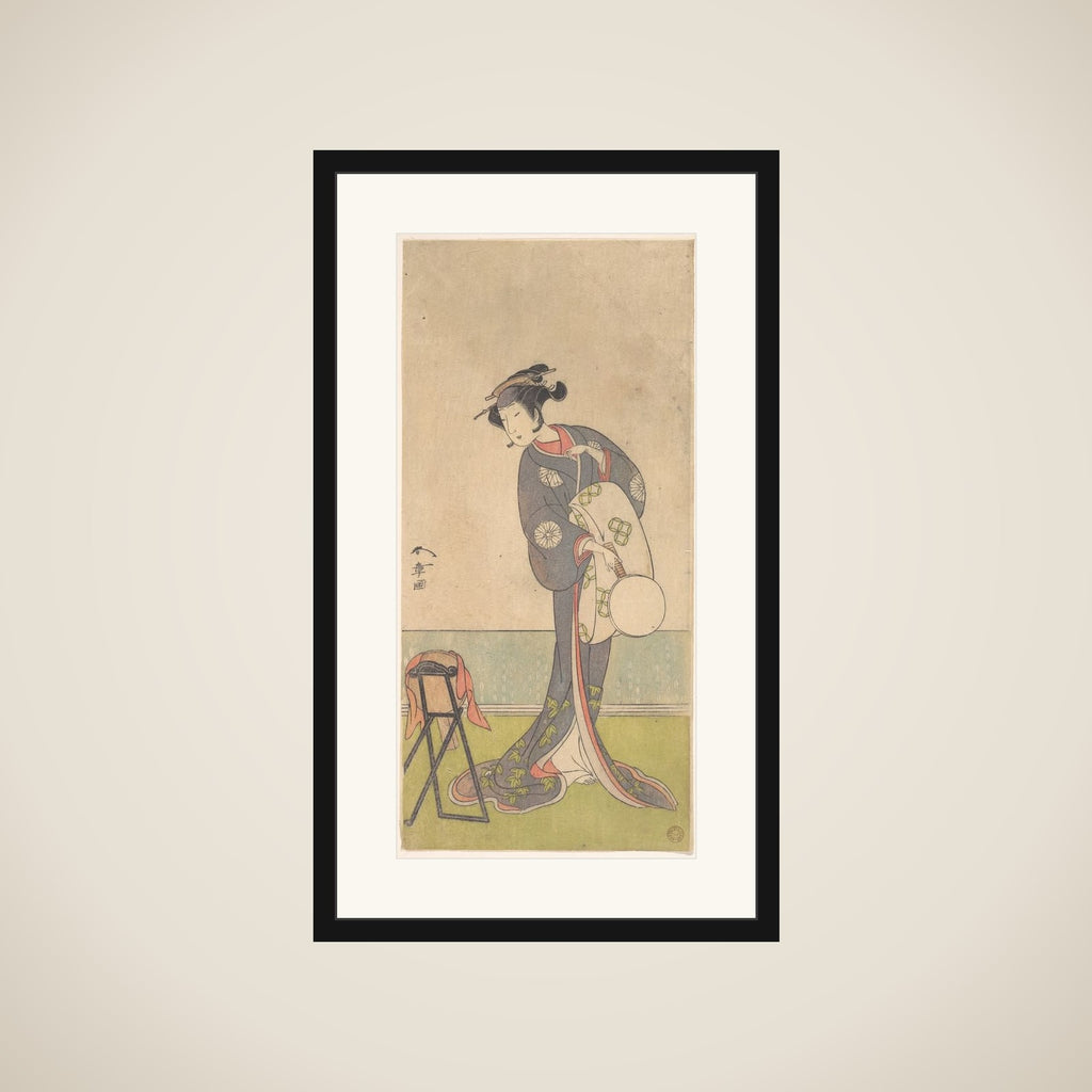 The First Nakamura Tomijuro as an Oiran Standing in a Room framed