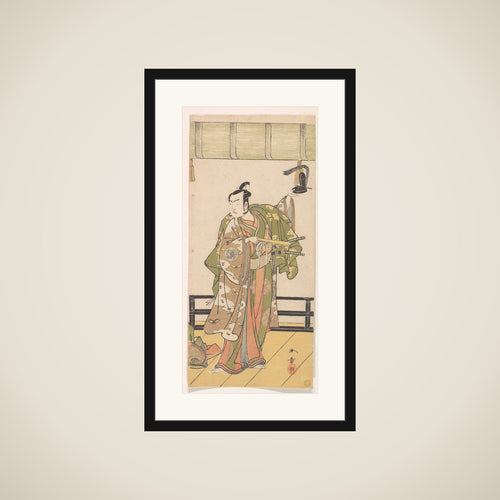 Arashi Sangoro as a Samurai Standing on the Veranda of a Great House framed