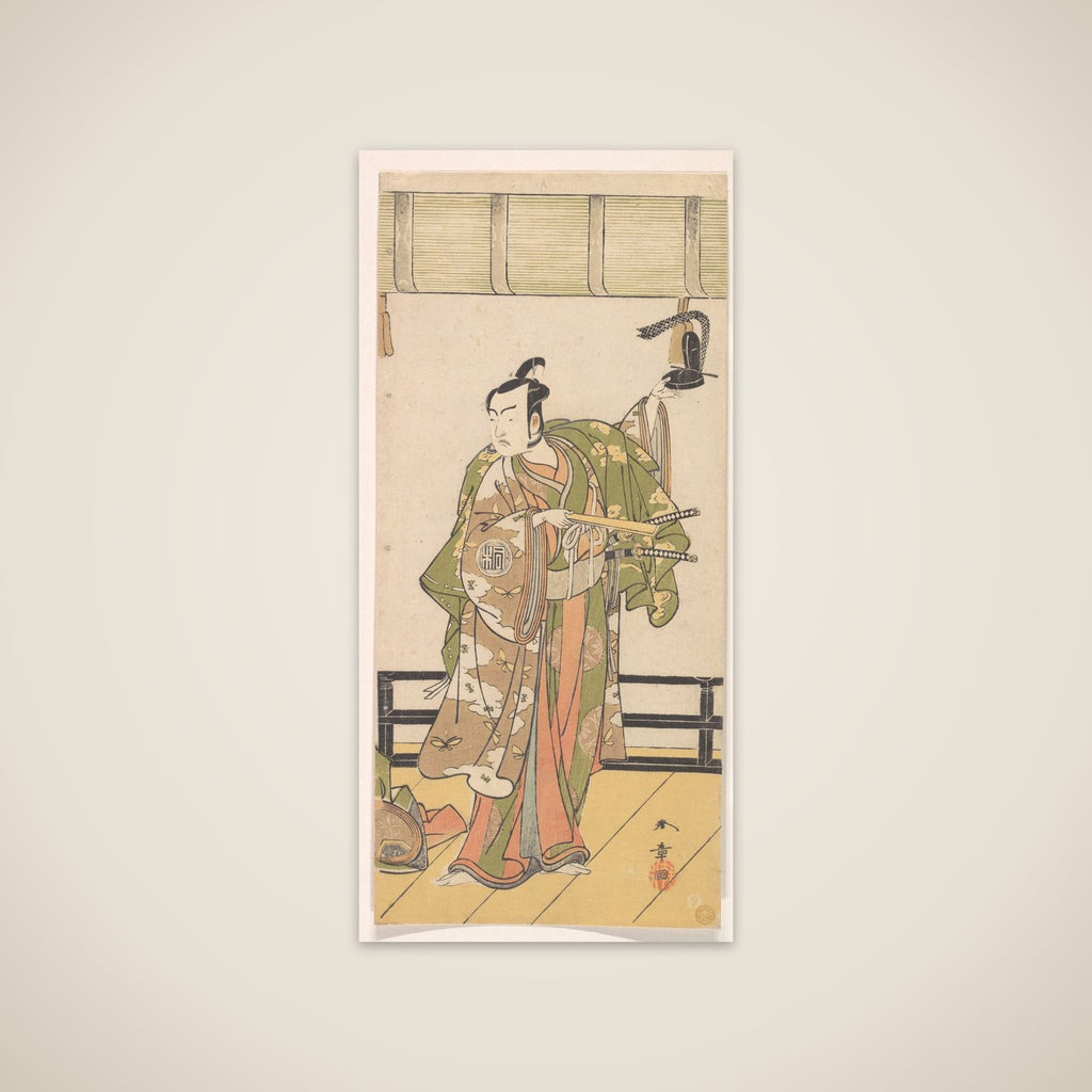 Arashi Sangoro as a Samurai Standing on the Veranda of a Great House unframed print