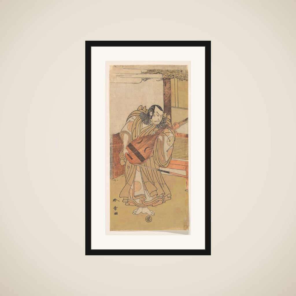 The First Nakamura Nakazo as an Unarmed Man Standing Near the Engawa framed