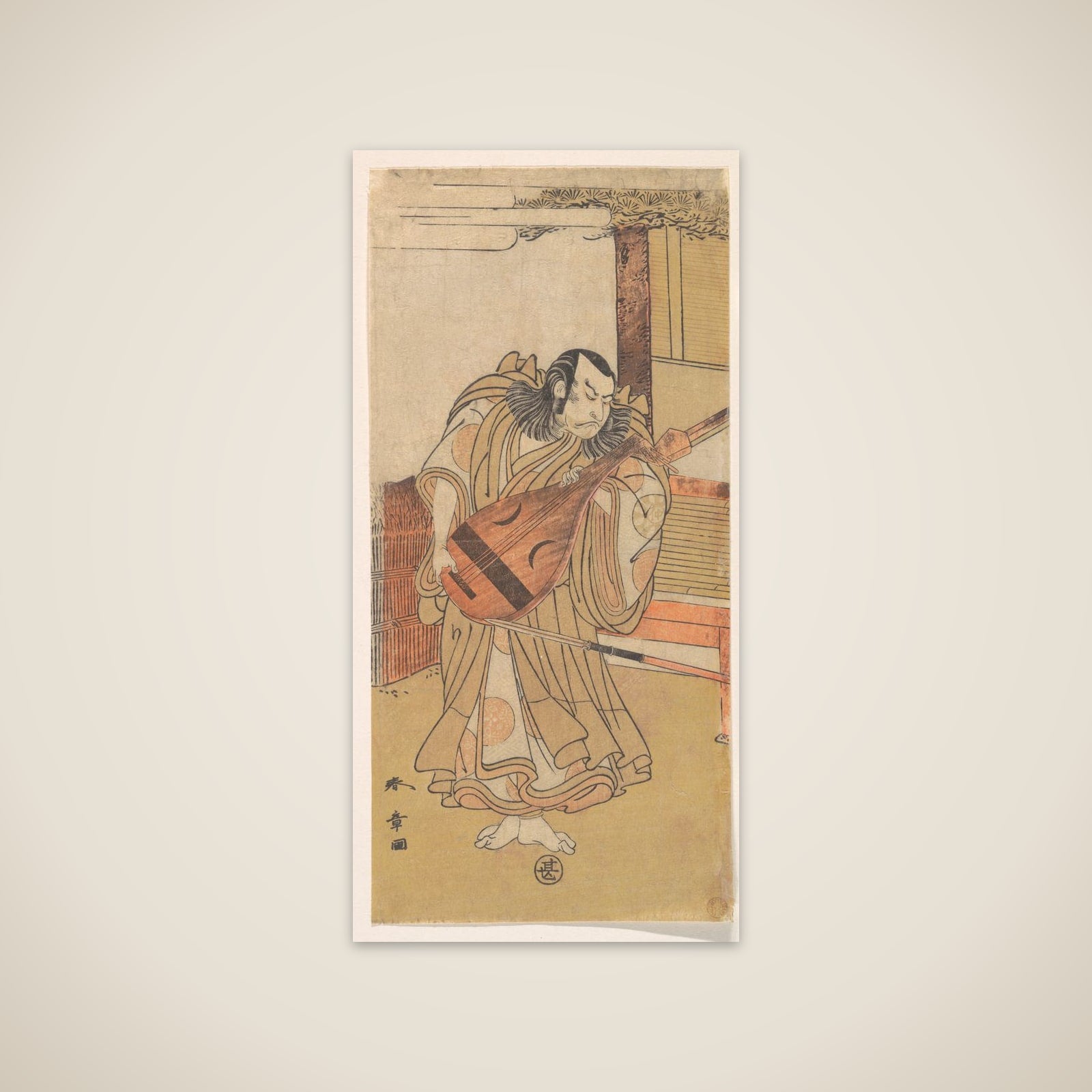 The First Nakamura Nakazo as an Unarmed Man Standing Near the Engawa unframed print
