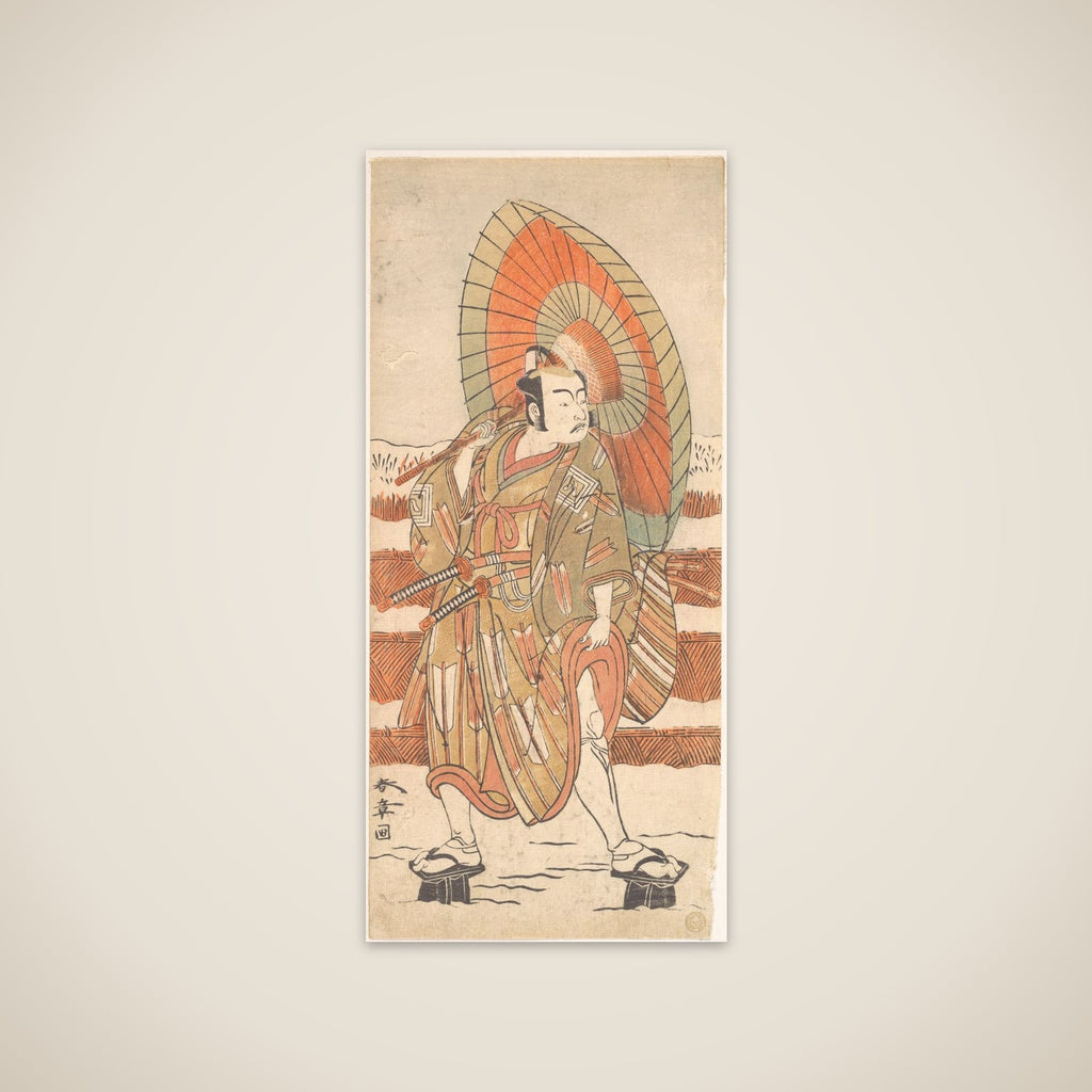 The Second Ichikawa Yaozo as a Samurai Standing in the Snow unframed print