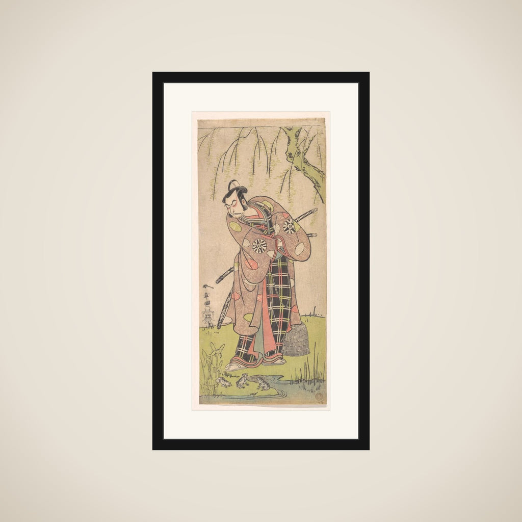 The First Nakamura Nakazo as a Samurai Standing Near a Willow Tree framed