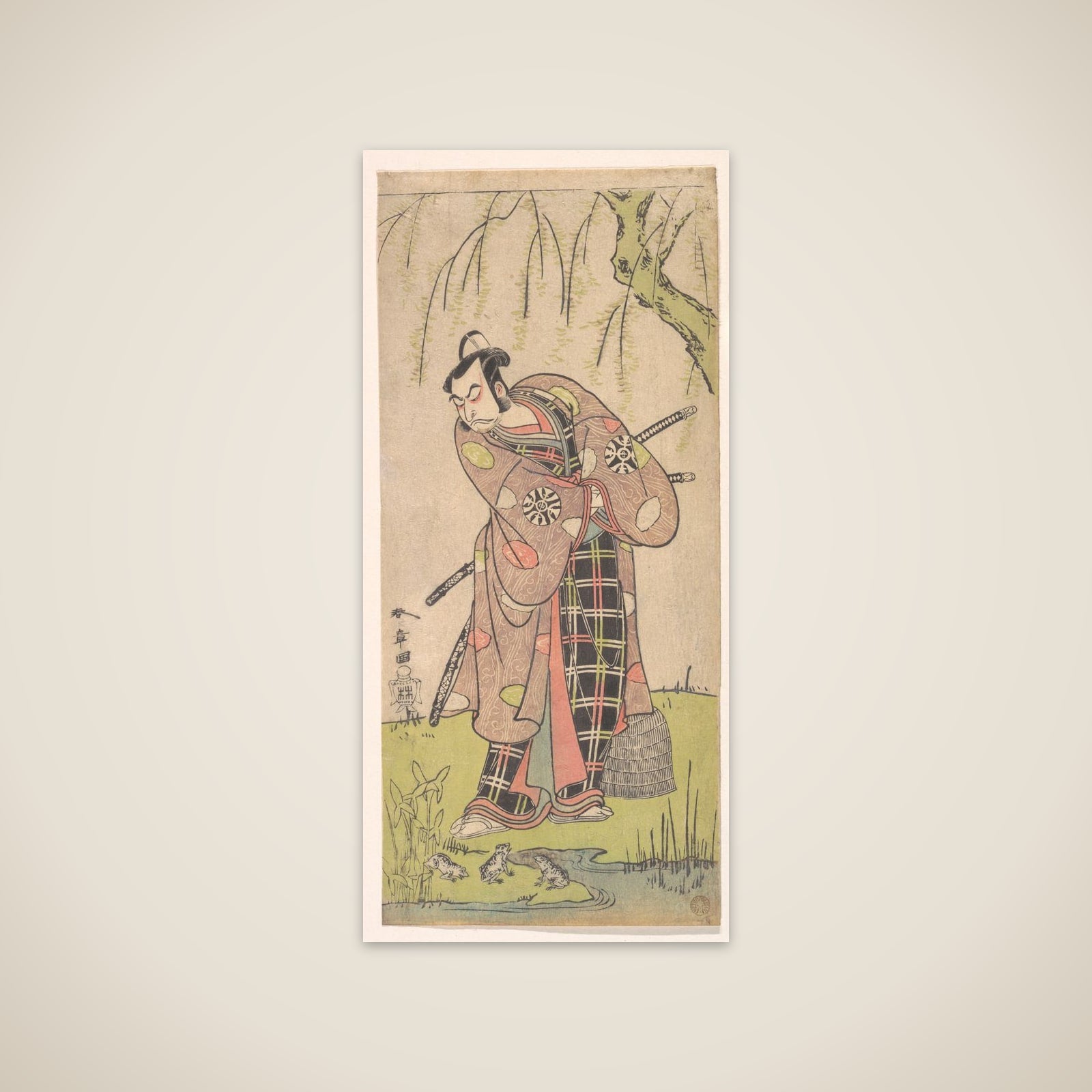 The First Nakamura Nakazo as a Samurai Standing Near a Willow Tree unframed print
