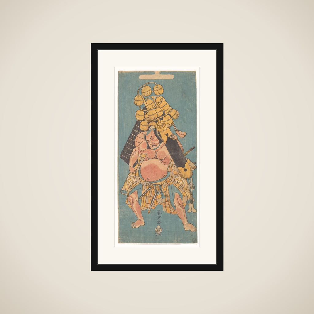 The Second Nakamura Sukegoro as a Samurai Carrying a Suzu framed