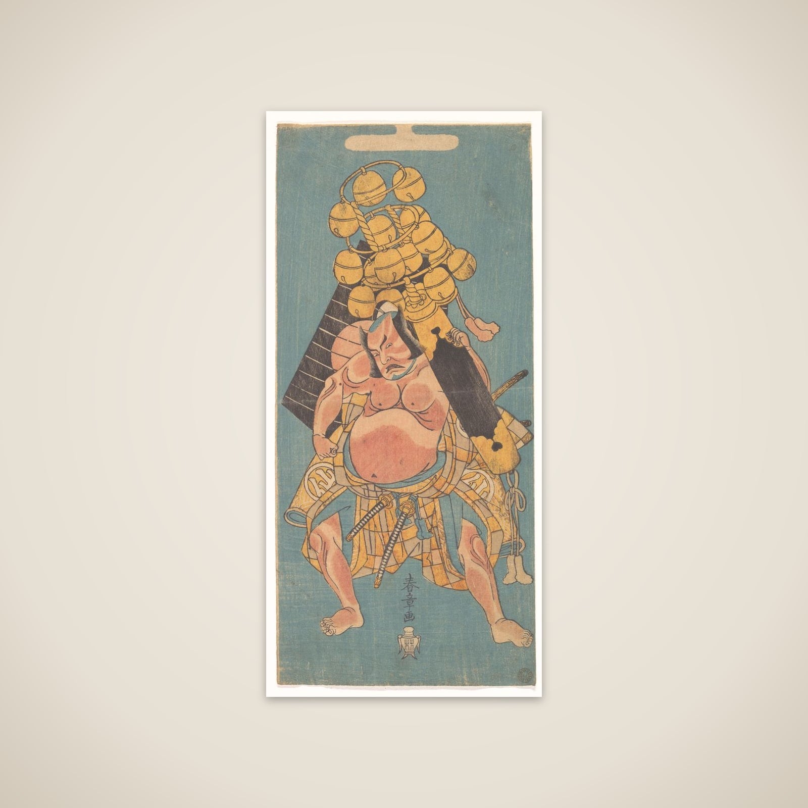 The Second Nakamura Sukegoro as a Samurai Carrying a Suzu unframed print