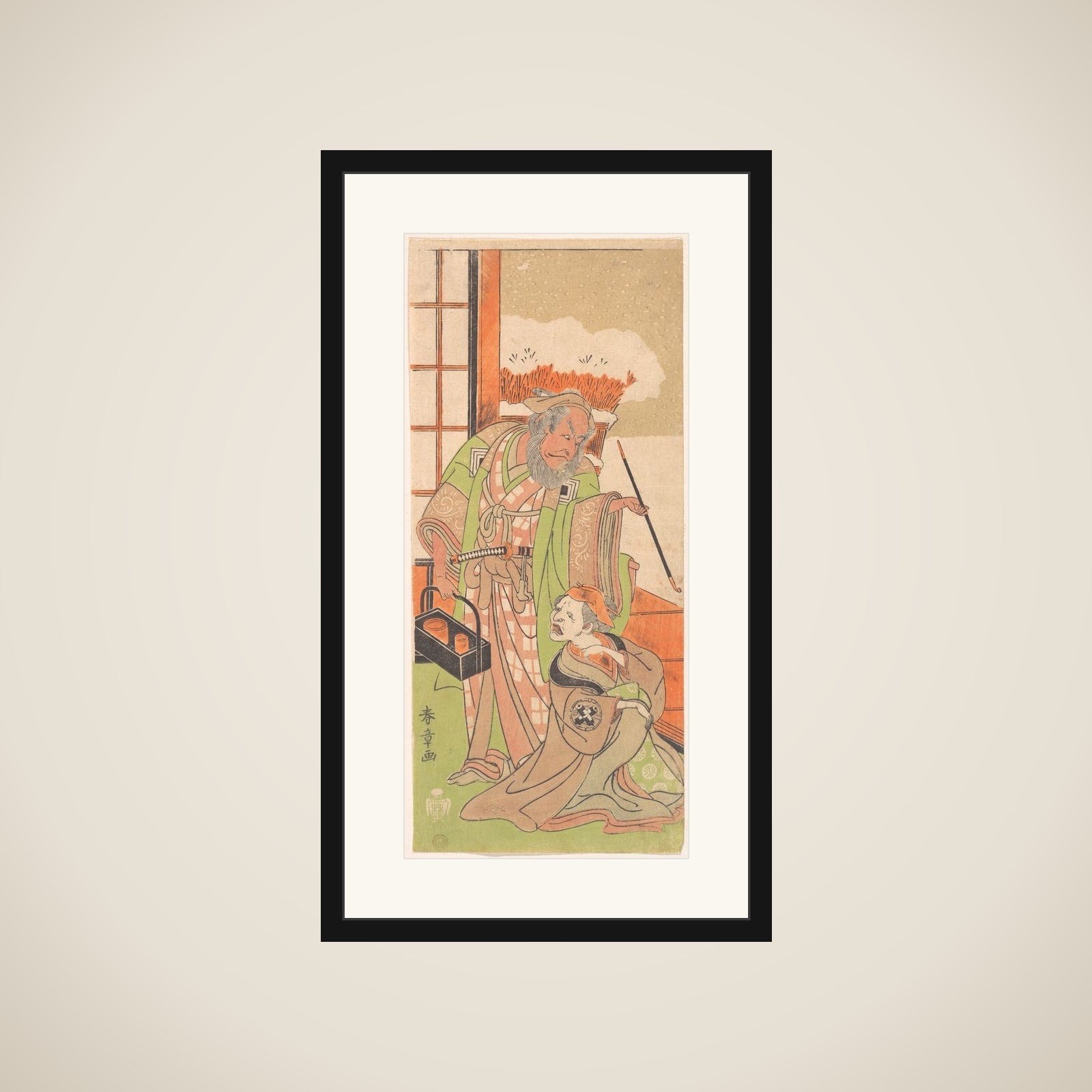 Scene From the Second Act of the Drama "Kawaranu Hana Sakae Hachinoki" framed