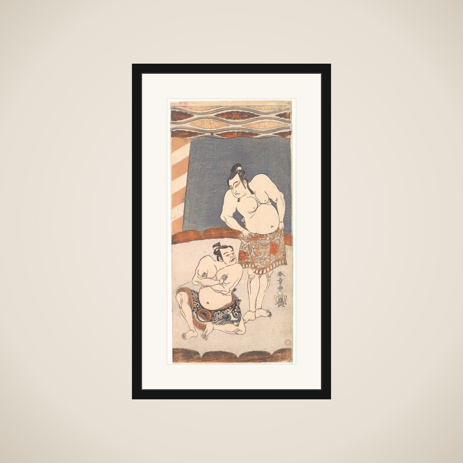 The Second Ichikawa Yaozo as a Wrestler Standing in an Arena framed